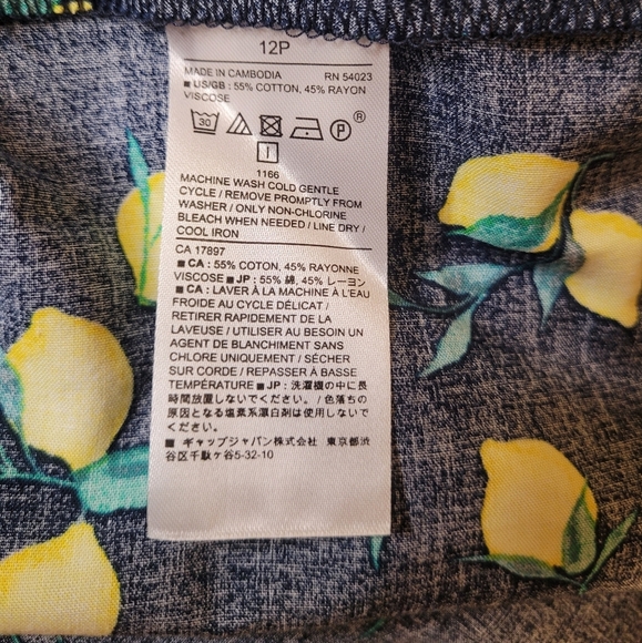 Banana Republic Lemon Novelty Print Ruffle Midi Skirt sz 12P - Picture 6 of 8